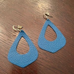 Blue leather dangle earrings